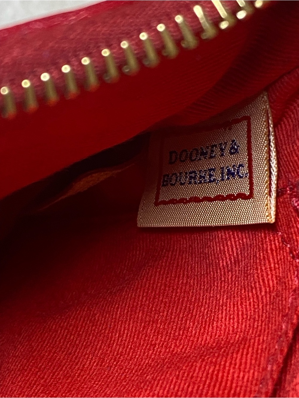 Dooney & Bourke DB Logo Canvas Wristlet with Red Trim and Extender - Picture 9 of 16